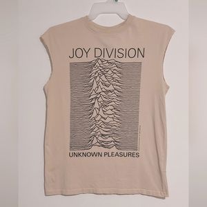 H&M Joy Division Unknown Pleasures Unisex Beige Sleeveless T-shirt EUC Size XS